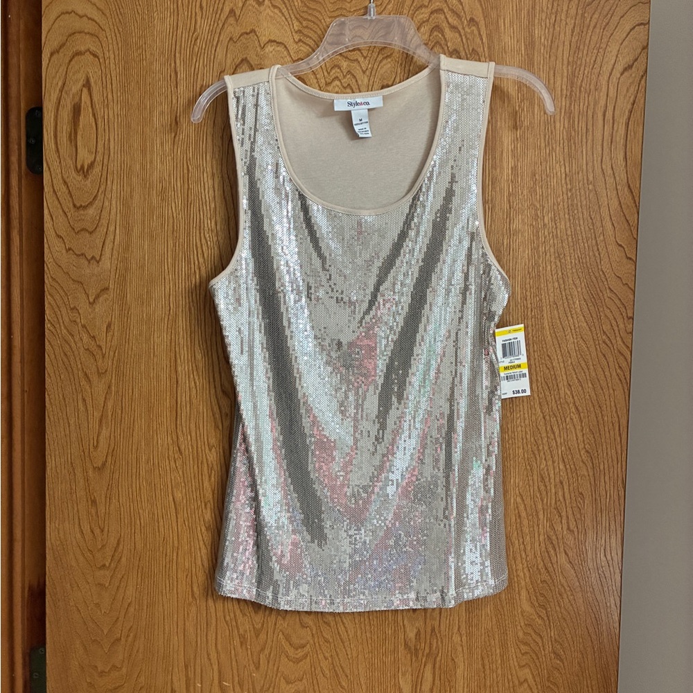 💛 Style & Company Sequin Tank Top - Size M